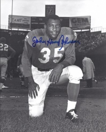 John Henry Johnson Autographed Detroit Lions 8" x 10" Photograph Hall of Famer (Unframed)