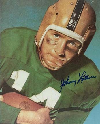Johnny Lattner "With Ball" Autographed Notre Dame Irish 8" x 10" Photograph 1953 Heisman Trophy Winn