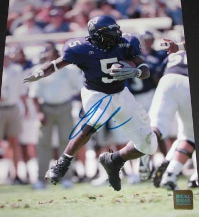 Ladainian Tomlinson Autographed 8" x 10" TCU College Action Photograph San Diego Chargers (Unframed)