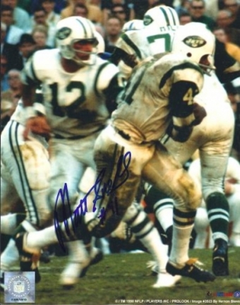Matt Snell Autographed New York Jets 8" x 10" Photograph Hall of Famer (Unframed)