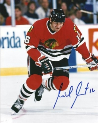 Michel Goulet Autographed Chicago Blackhawks 8" x 10" Photograph Hall of Famer (Unframed)