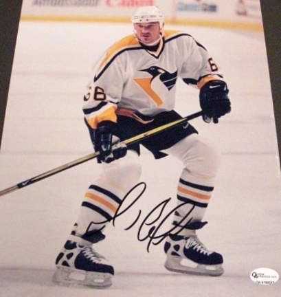 Mario Lemieux "White Jersey" Autographed Pittsburgh Penguins 8" x 10" Action Photograph (Unframed)