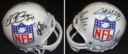Steve McNair, Elvis Grbac, Drew Bledsoe, Jeff Blake, and Scott Mitchell Autographed NFL Mini Helmet