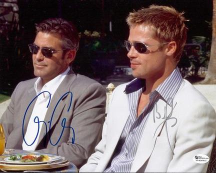 George Clooney and Brad Pitt "Oceans 11" Dual Autographed 8" x 10" Photograph (Unframed)