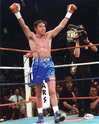 Oscar De La Hoya "Celebrating" Autographed Boxing 8" x 10" Photograph (Unframed)