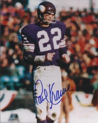 Paul Krause Autographed Minnesota Vikings 8" x 10" Photograph Hall of Famer (Unframed)