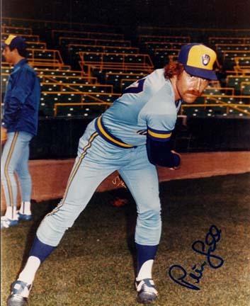 Pete Ladd "Blue Jersey" Autographed Milwaukee Brewers 8" x 10" Photograph (Unframed)