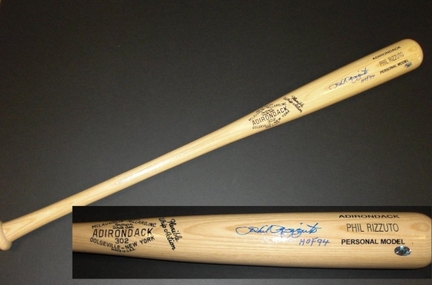 Phil Rizzuto Autographed Bat with "HOF 94" Inscription New York Yankees