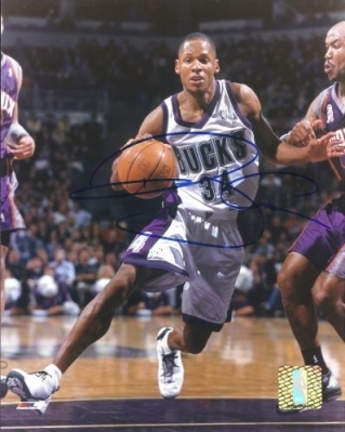 Ray Allen "Action" Autographed Milwaukee Bucks 8" x 10" Photograph (Unframed)