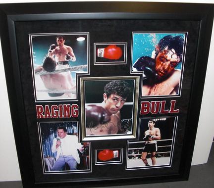 Robert DeNiro Autographed "Raging Bull" 8" x 10" Photograph Deluxe Custom Framing with mini gloves (