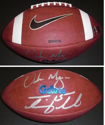 Tim Tebow and Urban Meyer DUAL Autographed Official Gators Game Model Football