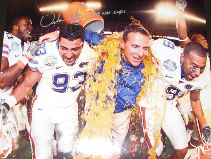 Urban Meyer Autographed Florida Gators 2008 National Championship 16" x 20" "Gatorade" Photograph wi