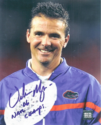 Urban Meyer Autographed "National Championship Trophy" 8" x 10" Photograph with "06 NAT CHAMPS&