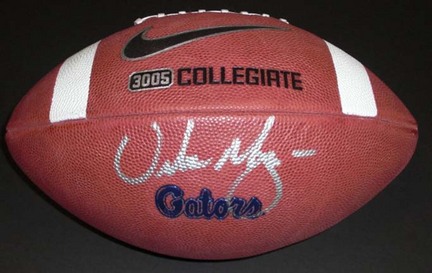 Urban Meyer Autographed Florida Gators Model Football Same type of Ball that's used in Gator games!