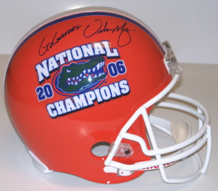 Urban Meyer Autographed Florida Gators National Championship Logo Full Size Helmet with "GO GATORS" inscriptio
