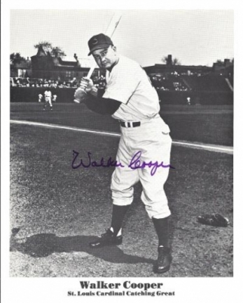 Walker Cooper Autographed St. Louis Cardinals 8" x 10" Photograph (Deceased)  (Unframed)