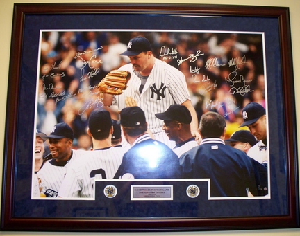 1998 New York Yankees Team Autographed 30" x 40" Framed David Wells Perfect Game Photograph, 23 Autographs inc