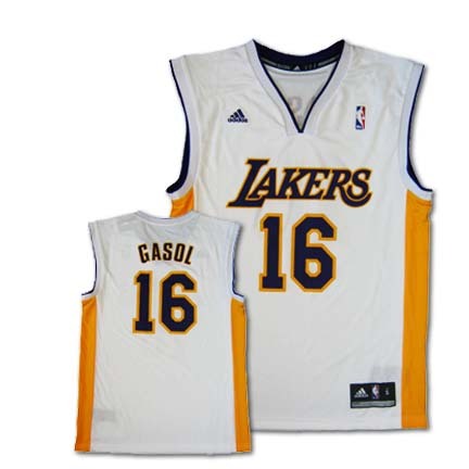 Pau Gasol Los Angeles Lakers #16 Revolution 30 Replica Adidas NBA Basketball Jersey (White)