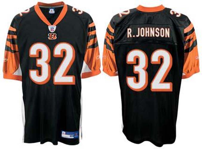 Rudi Johnson Cincinnati Bengals #32 Authentic Reebok NFL Football Jersey (Black)