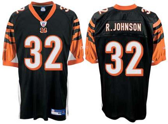 Rudi Johnson Cincinnati Bengals #32 Authentic Reebok NFL Football Jersey (Black)