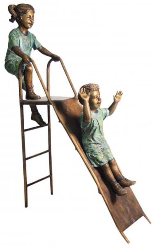 Play Time (Children Playing on Slide) Limited Edition Bronze Garden Statue - Approx. 75" High