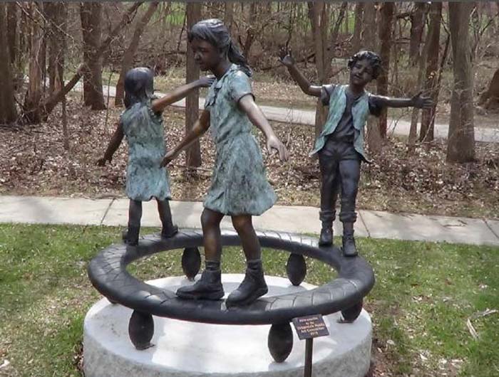 Circle of Fun (Round Play Ground with Three Kids) Limited Edition Bronze Garden Statue - Approx. 5' High