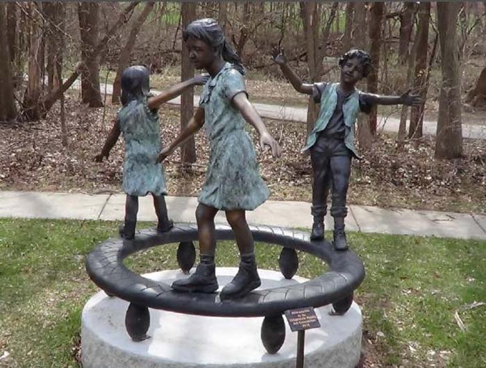 Circle of Fun (Round Play Ground with Three Kids) Limited Edition Bronze Garden Statue - Approx. 5' High