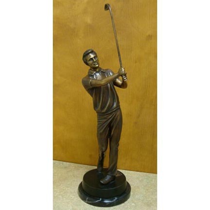 Big Drive (Tabletop Golfer) Bronze Garden Statue - Approx. 18" High