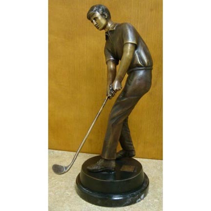 Chipping Bronze (Tabletop Golfer) Bronze Garden Statue - Approx. 18" High