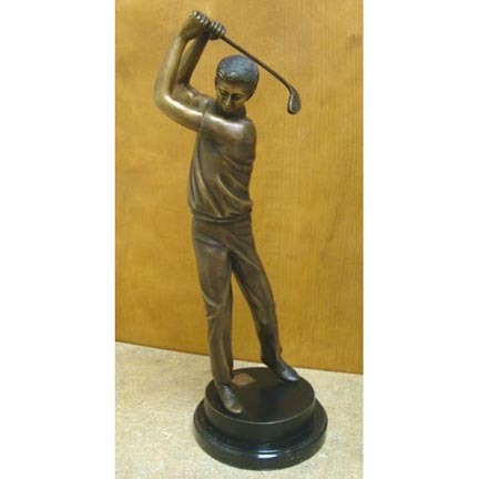 In Motion (Tabletop Golfer) Bronze Garden Statue - Approx. 18" High