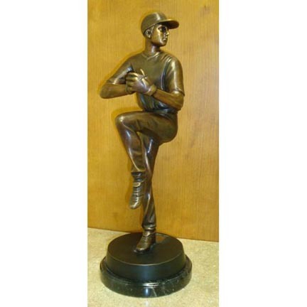 Pitcher (Tabletop Baseball Player) Bronze Garden Statue - Approx. 18" High