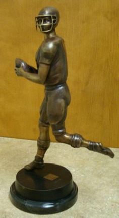 Tabletop Football Player Bronze Garden Statue - Approx. 18" High