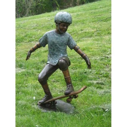 Skater Boy Bronze Garden Statue - Approx. 52" High