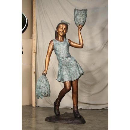 Go Team (Cheerleader) Limited Edition Bronze Garden Statue - Approx. 5' High