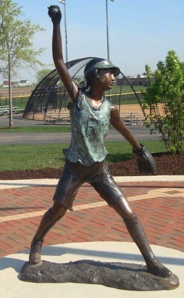 Fast Pitch (Girl Softball Pitcher) Limited Edition Bronze Garden Statue - Approx. 63" High