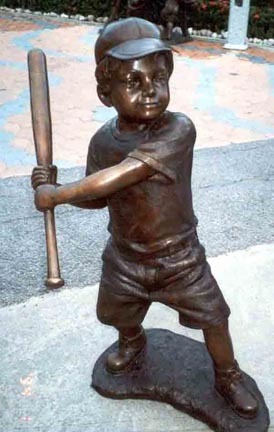Sandlot (Boy Holding Baseball Bat) Bronze Garden Statue - Approx. 39" High
