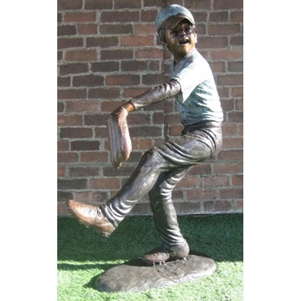 Baseball Pitcher Bronze Garden Statue - Approx. 5' High
