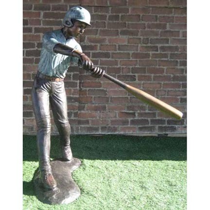 Middle of Swing (Baseball Batter) Bronze Garden Statue - Approx. 5' High