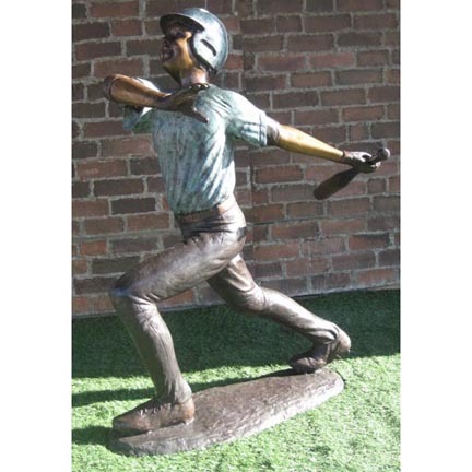Home Run (Baseball Batter) Bronze Garden Statue - Approx. 5' High