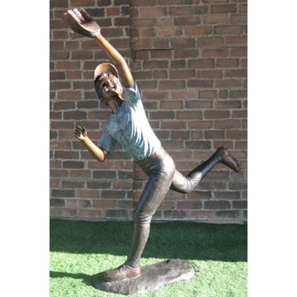 Diving Catch (Baseball Outfielder) Bronze Garden Statue - Approx. 69" High