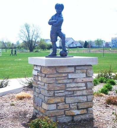 Scotty - Boy Soccer Player Bronze Garden Statue - 24" High