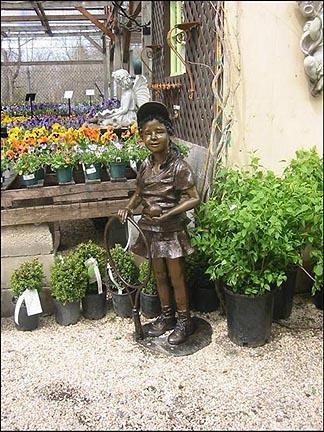 Girl Tennis Player Bronze Garden Statue - 50" High