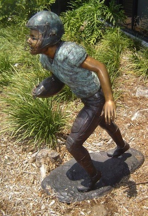 Running for the End Zone (Football Running Back) Bronze Garden Statue - Approx. 51" High