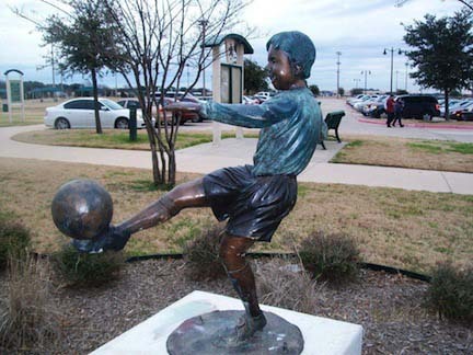 Free Kick Soccer Boy Bronze Garden Statue - 50" High