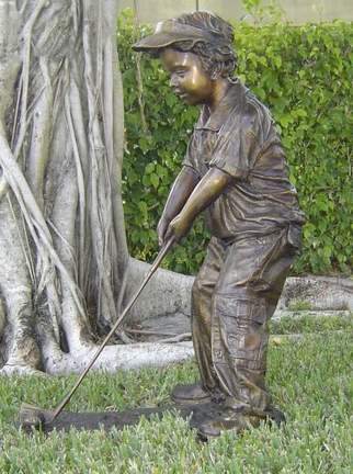 Future Golf Champ-Boy Bronze Garden Statue - 36" High