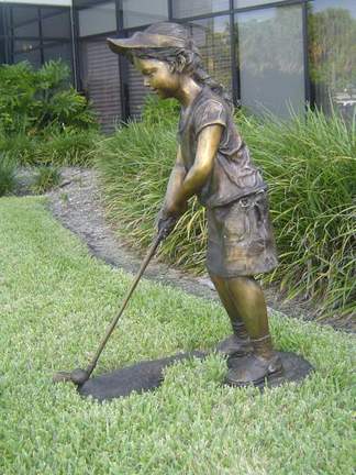 Future Golf Champ-Girl Bronze Garden Statue - 36" High