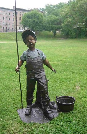 Farmer Boy Bronze Garden Statue - Approx. 42" High