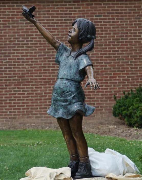 Fly Away Girl Releasing Bird Bronze Garden Statue - Approx. 51" High