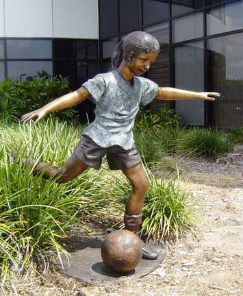 Girl Soccer Star Bronze Garden Statue - 48" High