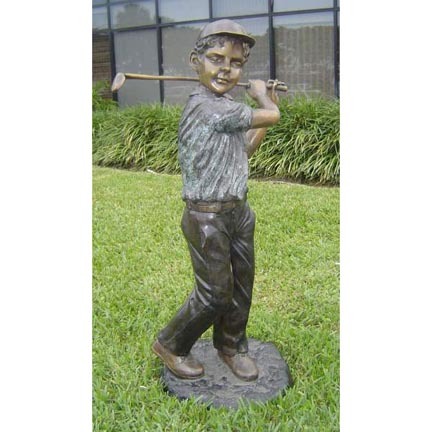 Little Jack Golfing Bronze Garden Statue - Approx. 49" High